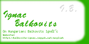 ignac balkovits business card